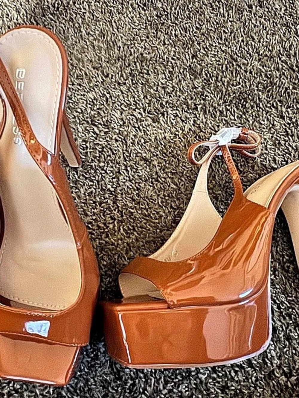 Berness Genevieve Gloss Ankle Strap Platform Heels